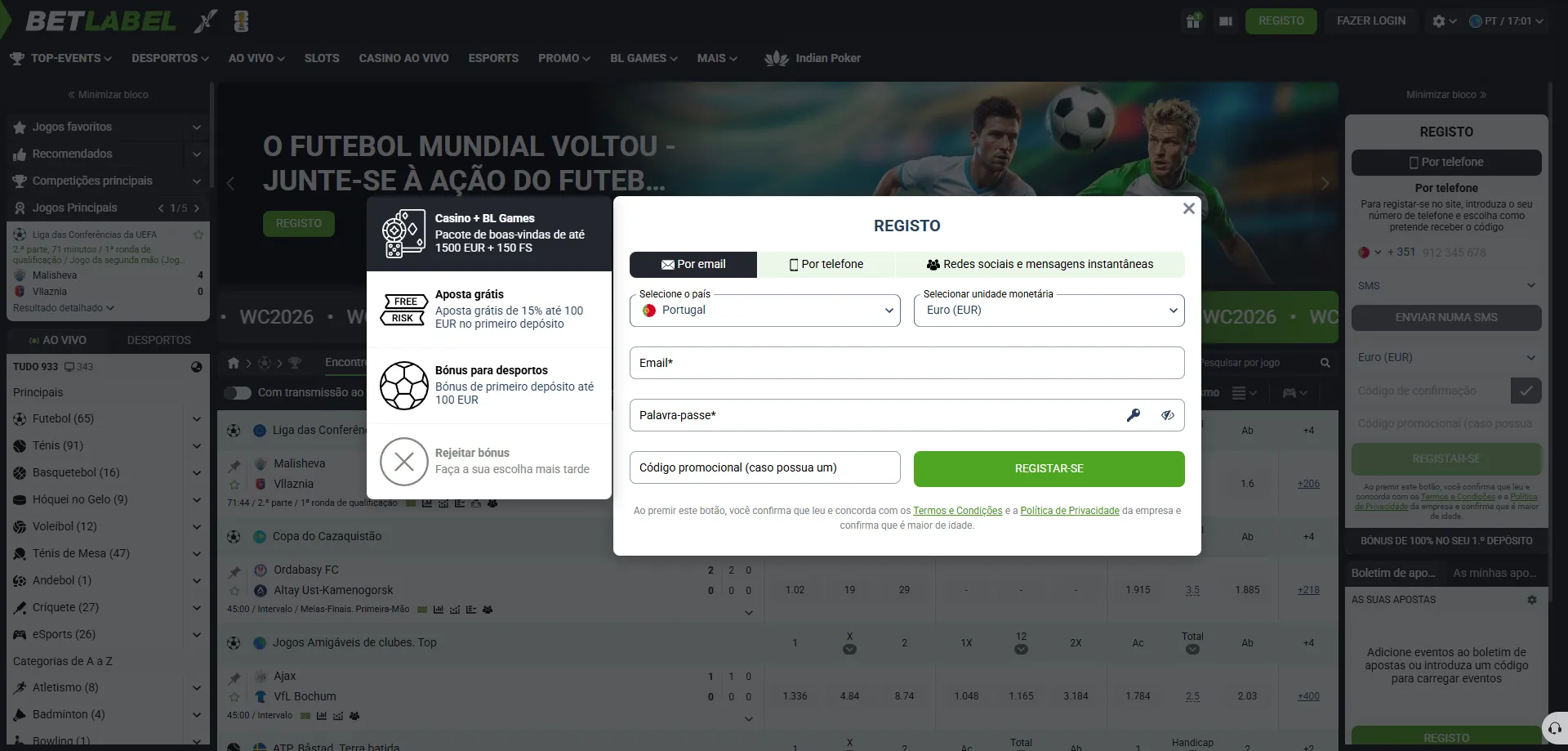 Cadastro no BetLabel Casino Brasil — como resgatar o bônus de boas-vindas