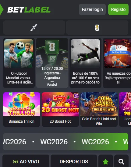 BetLabel Casino app móvel para Android e iOS — download direto do site