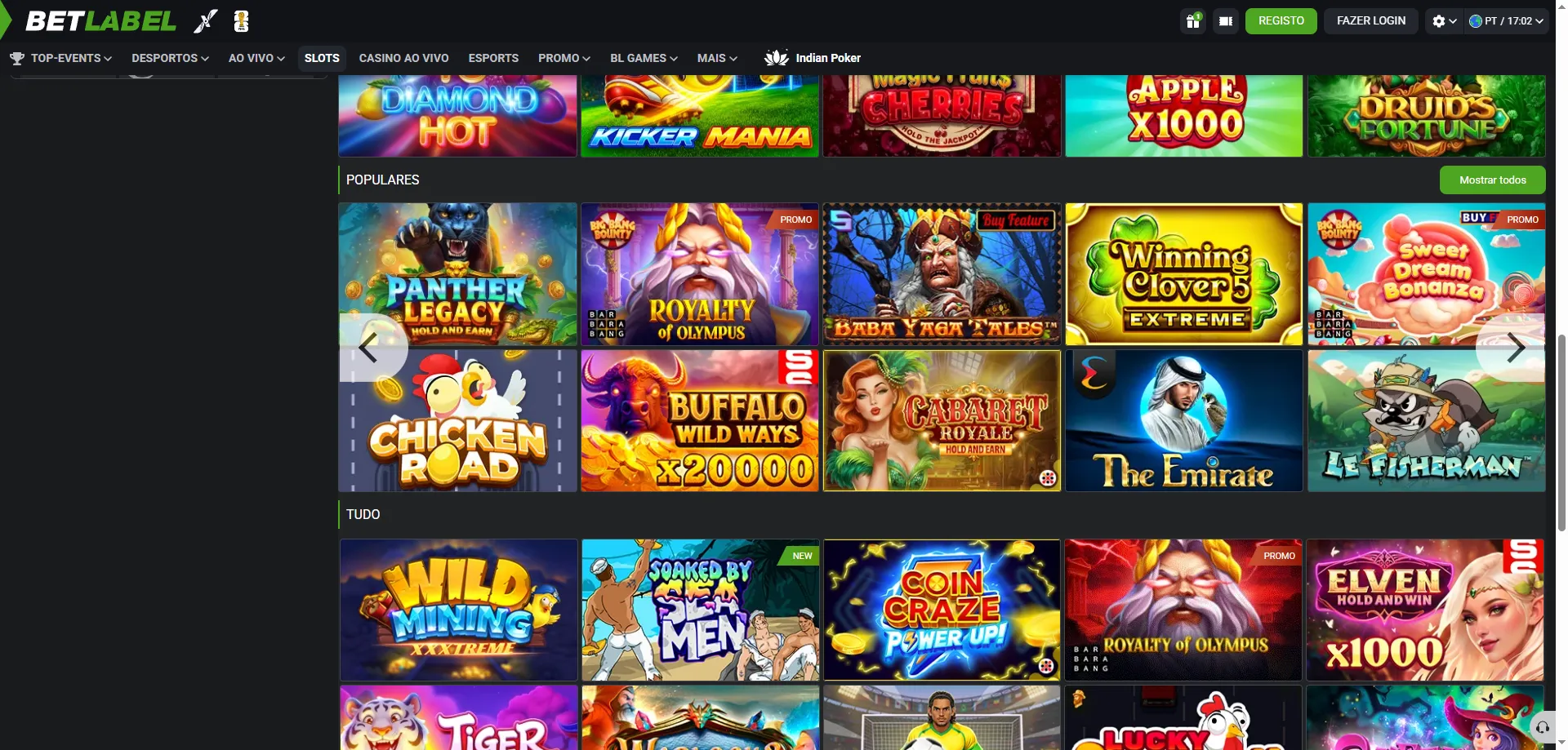 BetLabel Casino slots e jogos ao vivo — mais de 9.000 títulos disponíveis
